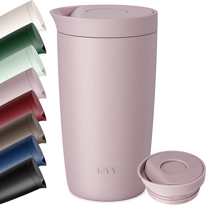 KIVY Travel Coffee Mug Tumbler [24h Cold | 6h Hot] Insulated Coffee Tumbler Stainless Steel - Leak Proof Coffee Travel Mug - 12oz Insulated cup to go for hot & cold drinks - Cups for Women & Men