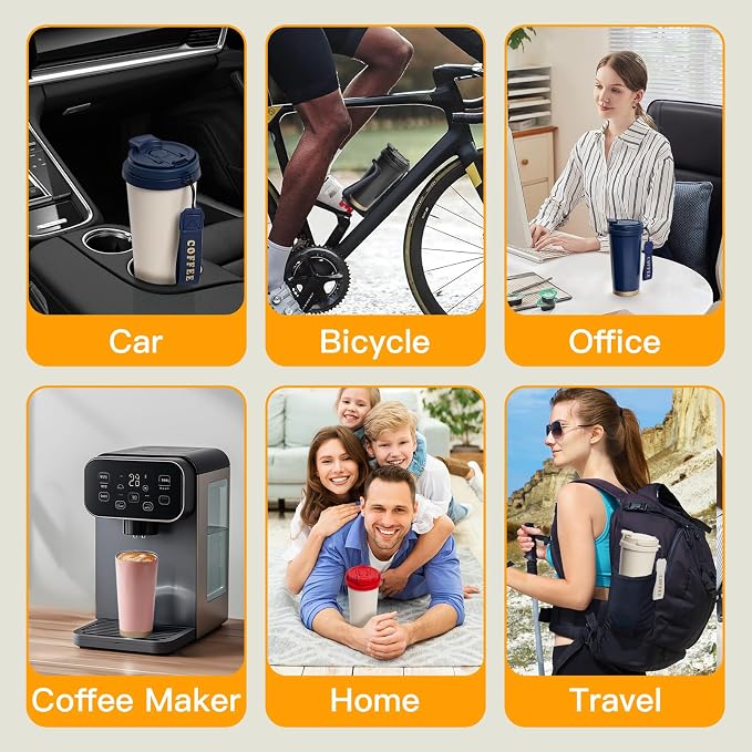 2 Pack 17oz Insulated Coffee Mug, Leakproof Travel Coffee Tumblers With Strap, Vacuum-Insulated Stainless Steel Reusable Coffee Cup for Hot & Cold Drinks
