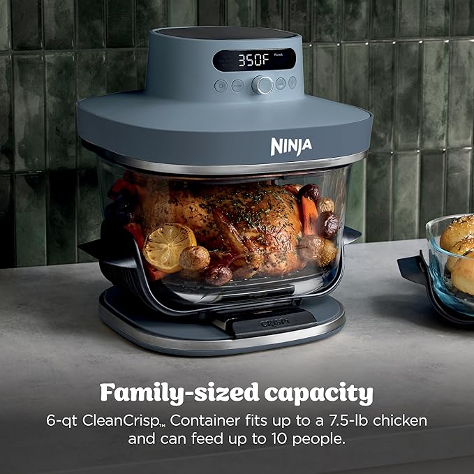 Ninja Crispi Pro 6-in-1 Glass Air Fryer, 450°F, Nontoxic, 6qt & 2.5qt Containers & Lids, Microwave, Freezer, Dishwasher Safe, Max Crisp, Air Fry, Bake, Roast, Recrisp, Dehydrate (Renewed)