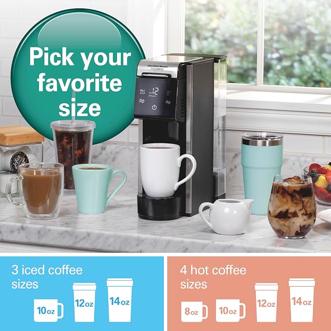 Hamilton Beach FlexBrew Advanced 4-in-1 Single Serve Coffee Maker | Hot & Iced Coffee Maker | Removable 45 oz. Reservoir | Uses Pod Packs & Grounds | Fast Brewing | Black