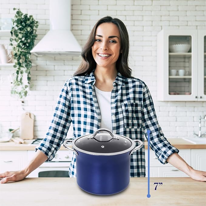 CONCORD Sapphire Nonstick 7 Quart Stock Pot Cookware Set (Induction Compatible)
