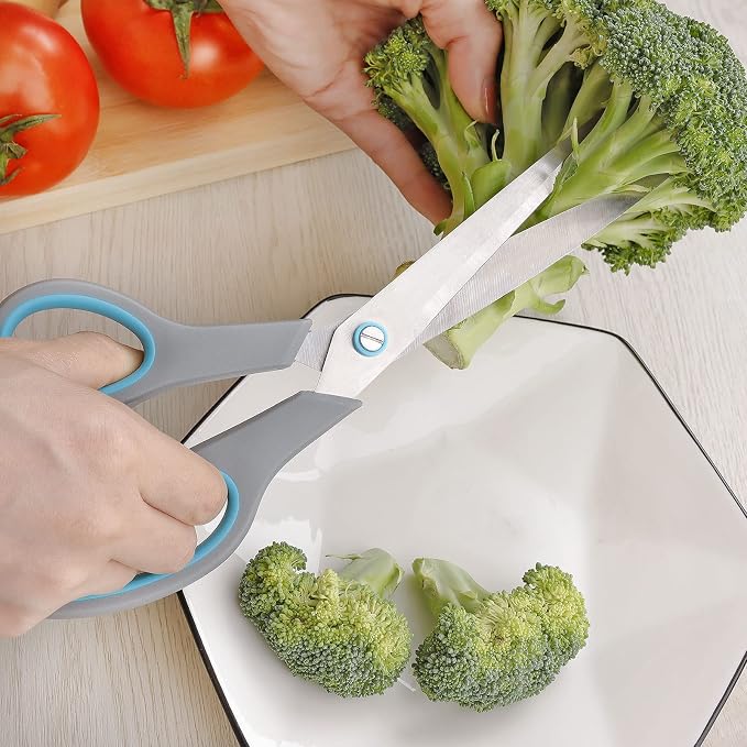 Asdirne Premium Kitchen Scissors Set, Kitchen Shears, Food-Grade Stainless Steel Blades, Ergonomic Rubber Handle, Include 1 Poultry Shears and 4 All Purpose Scissors, 9.1”/9.6"/8.5"/6.4"/5.4"