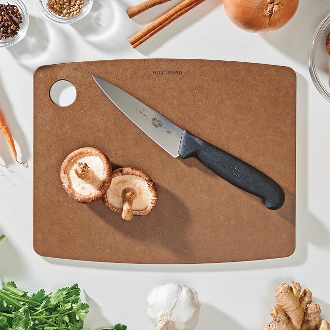 Epicurean Kitchen Series 14.5" × 11.25" Cutting Board, Non-Toxic, Dishwasher Safe, Made in the USA, Nutmeg