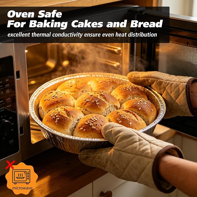 8" Round Aluminum Foil Pans with Clear Lids – 20 Pack Pie Tins Disposable to go Containers with lid for Baking, Storing Leftovers, and Meal Prep, Freezer & Oven Safe Baking Pan