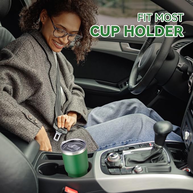 30 oz Tumbler with Lid Stainless Steel Tumblers, 1 Pack | Vacuum Insulated Cup, Leak Proof Lid, Powder Coated Travel Mug, Double Wall, Keep Cold Drinks for 12 Hours, Dark Green