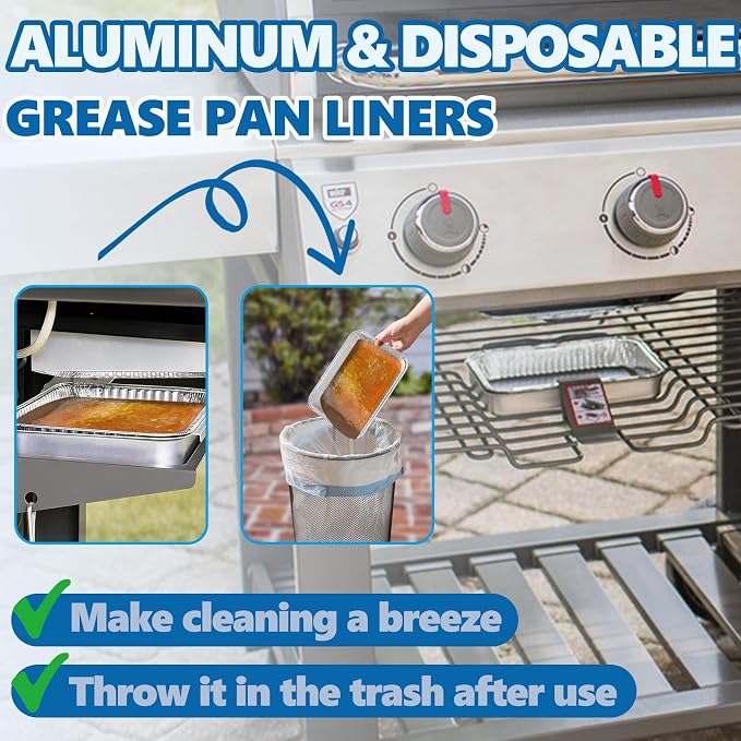 93305 Grease Catch Pan Kit for Weber Spirit & Genesis II with 20 Drip Liner | 83156 Grill Grease Tray+20 Disposable Foil Liners, for Weber Spirit e-310/210/220/320/330 & Genesis II e-310/315/325/330/335