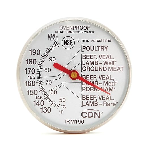 CDN Ovenproof Meat Thermometer | NSF® Certified | ProAccurate® | 1.75" Dial | For Oven & Grill Cooking | Durable Stainless Stem | Fast & Accurate Readings | IRM190