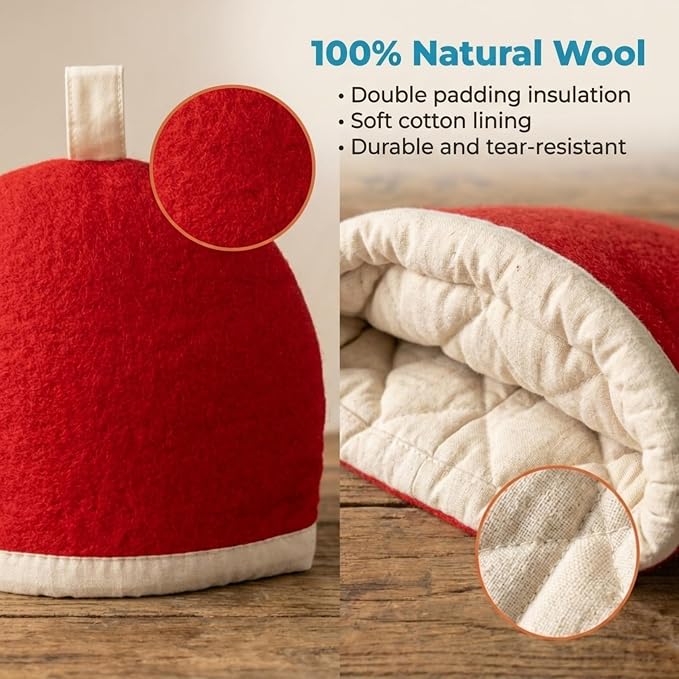 Glaciart One Wool Teapot Cozy Kettle Cover | Dome Shaped Large Tea Cosy, Kettle or French Press | Handmade & Needle Felted from Natural Wool | Warms Up to 2 Hours | Great as Gift