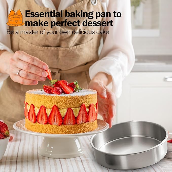 6 Inch Cake Pans Set of 3 with 100 Pieces Parchment Paper | Stainless Steel Baking Pan For Layered Cakes, Smash Cake Pans Mirror Finish Dishwasher Safe Small Cake Pan Set Cake Mold