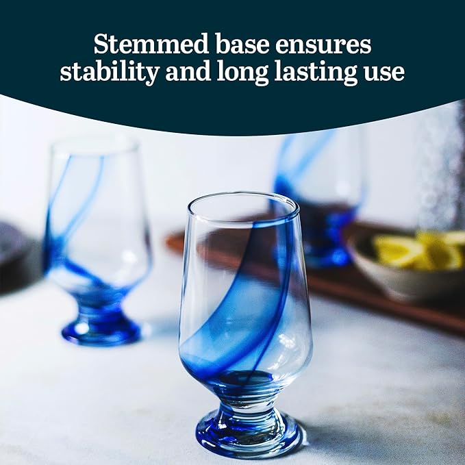 Libbey Blue Ribbon Goblet Glasses, Artisan Inspired, Durable Water Goblets Set of 8, Clear, Stemmed Water Glasses to Showcase Sodas, Cocktails