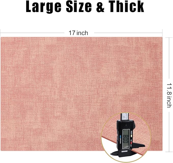 Homaxy PU Faux Leather Placemats for Dining Table, Set of 8, Pink | Waterproof Wipeable Washable Table Mats, Easy to Clean Anti-Slip Place Mats, 11.8" x 17"