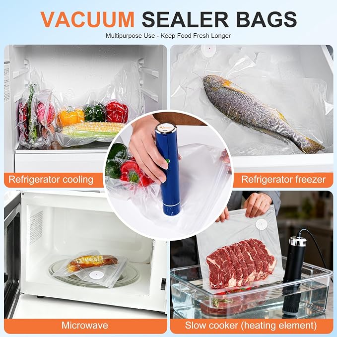 20PCS Vacuum Sealing Bags, Reusable Vacuum Sealer Bags for Food, BPA-Free Vacuum Zipper Bags, Sous Vide Bags for Food Storage (L, XL)