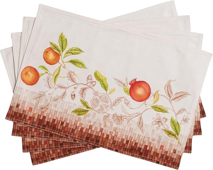 Maison d' Hermine Placemats Set of 4 Reusable 100% Cotton (13"x19") | Cloth Place Mats Washable Table Mats for Kitchen Dining Party Wedding Hotel Home Thanksgiving Christmas - Vintage Harvest