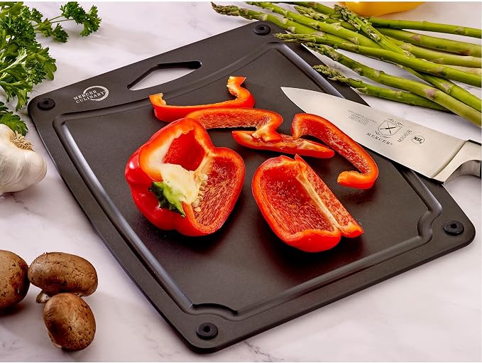 Mercer Culinary Composite Cutting Board-11 3/4" X 9 1/4", with Non Slip Feet and Juice Groove - Black