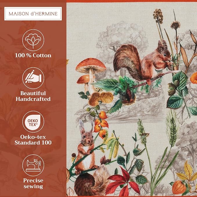 Maison d' Hermine Placemats Set of 4 Reusable 100% Cotton (13"x19") | Cloth Place Mats Washable Table Mats for Kitchen Dining Party Wedding Hotel Home Thanksgiving Christmas - Recolte