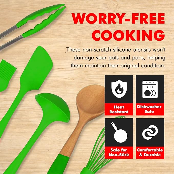 Chef Craft Premium Utensil Set Kitchen, Green, 11 Piece Set (42107)