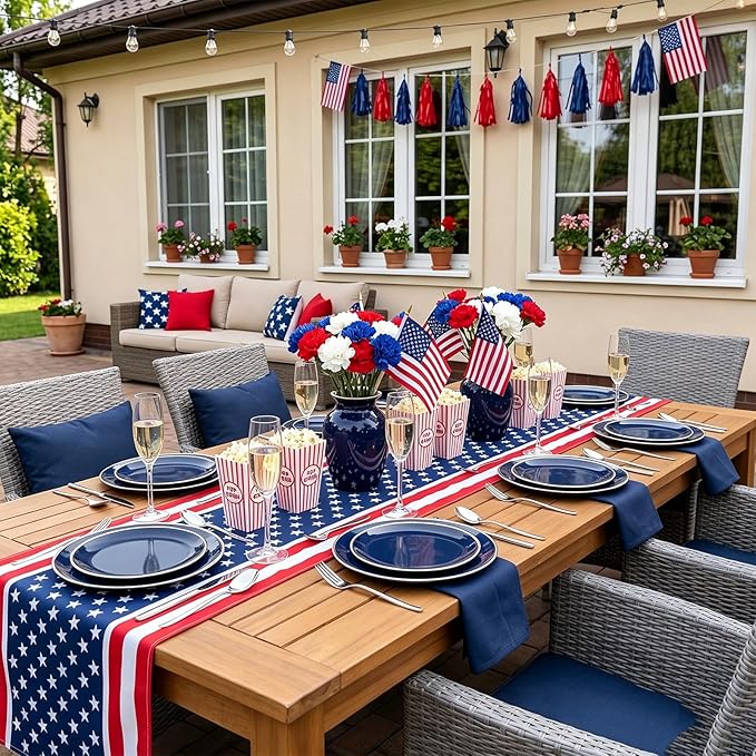 150Pcs Blue Plastic Plates, Disposable Plates with Silverware Set | Navy Blue Plastic Plates set Include 30 Dinner Plates10.25’’,30 Dessert Plates7.5’’,90 Silver Silverware Set for Party