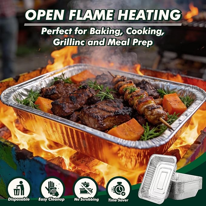 9x13 Aluminum Foil Pans 30 Pack, Disposable Half Size Deep Steam Foil Pans for Cooking, Roasting Turkey, Baking, Meal Prep, Parties & Food Prepping - Thanksgiving, Christmas, Parties, Catering