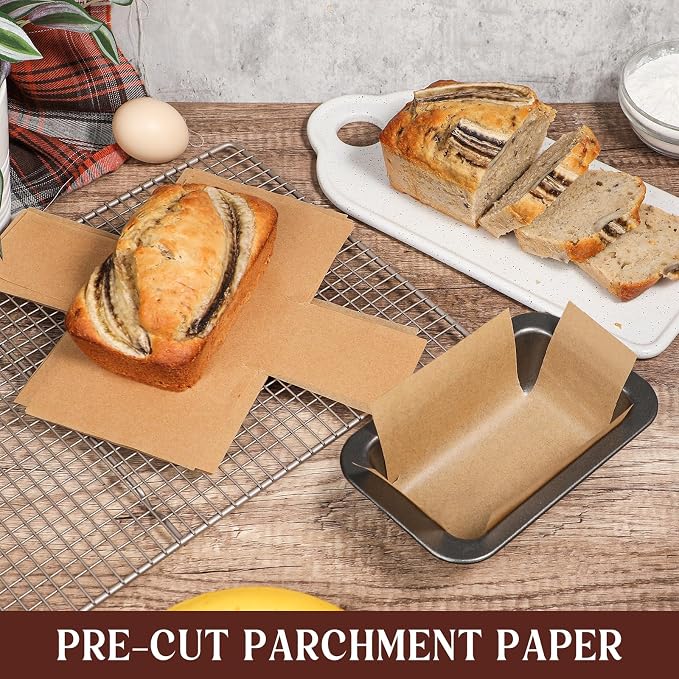Webake 200Pcs Unbleached Parchment Paper Mini Loaf Pan Liners for 6x3 Small Banana Bread Pan, Original Precut, Non Toxic Baking Paper