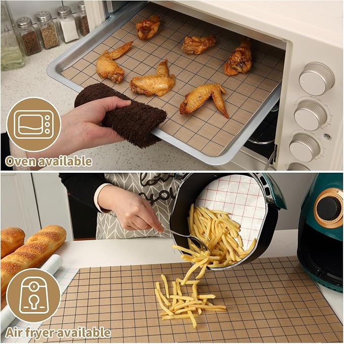 Silicone Baking Mat Roll 12IN*8FT Free Cutting, Non-Slip Pastry Mat, Non-Stick Reusable Air Fryer Liner, Oven Liners, Counter Mat, Freeze Dryer Mat, Easily Cut to Size Fit All Ovens Pans Tins Dishes