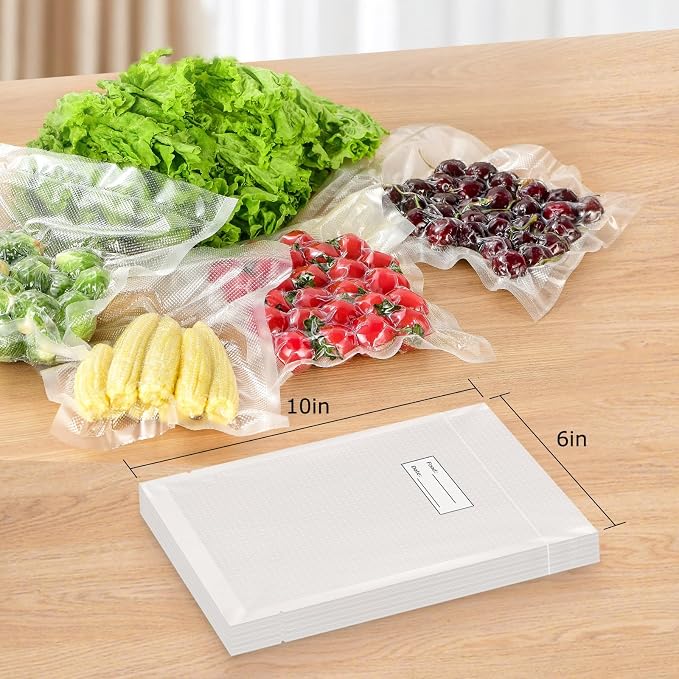 FRESKO Vacuum Sealer Bags Pint Size 100 Pack 6"x10", Seal a Meal Vac | Sous Vide Vacuum Safe, BPA Free, Heavy Duty Commercial Grade, Precut Storage Bag Universal Design, Seal a Meal Vac Sealers