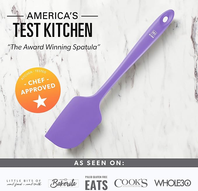 DI ORO Large Silicone Spatula - 600F Heat Resistant, Lavender | Rubber scraper for baking, mixing, and frosting; Won't scratch nonstick pots and pans; BPA-free and dishwasher safe