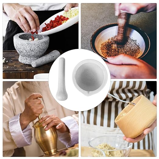 Toyvian Porcelain Mortar and Pestle Set 2 Pack Ceramic Grind Bowl with Ergonomic Pestle for Grinding Spices Garlic Pills and Medicine in Kitchen and Home Use