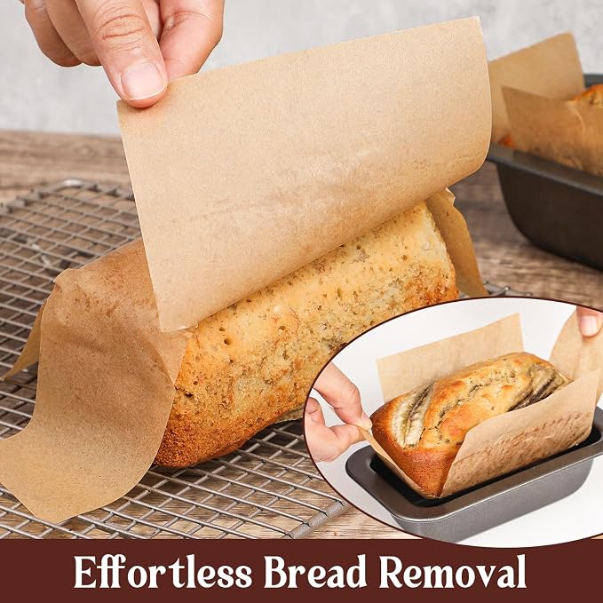 Webake 200Pcs Unbleached Parchment Paper Mini Loaf Pan Liners for 6x3 Small Banana Bread Pan, Original Precut, Non Toxic Baking Paper
