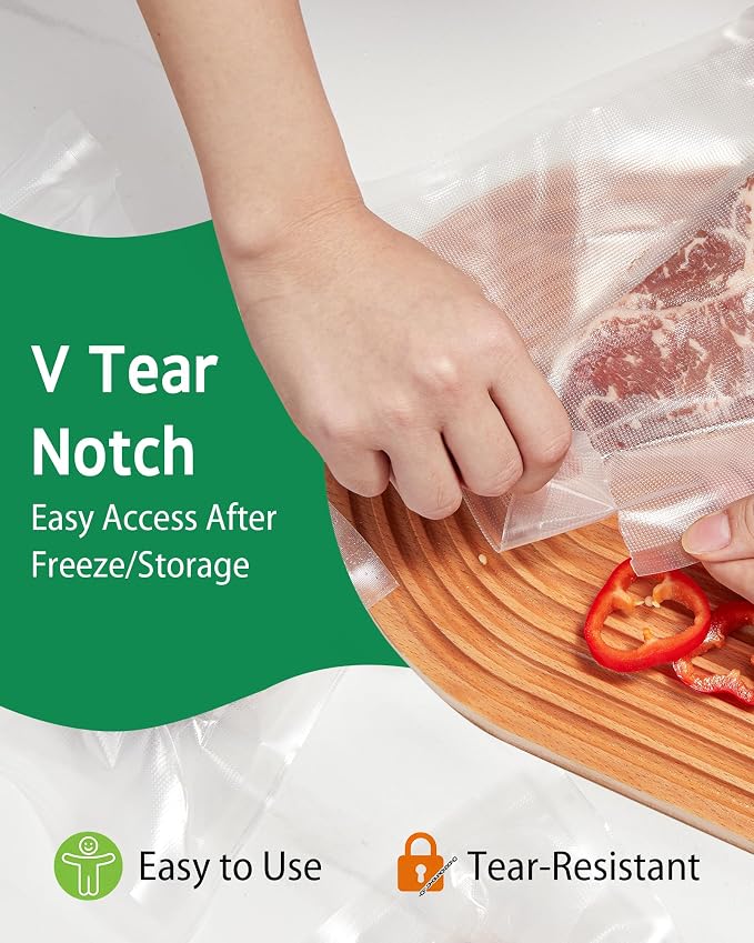 Syntus 100 PCS Vacuum Sealer Bags, Pint Size 6" x 10" Precut Seal Bags | BPA Free, Single-Side Textured, Microwave Sous Vide Cooking, Prevent Freezer Burn, 4mil Thick, Works with Most Vacuum Sealers