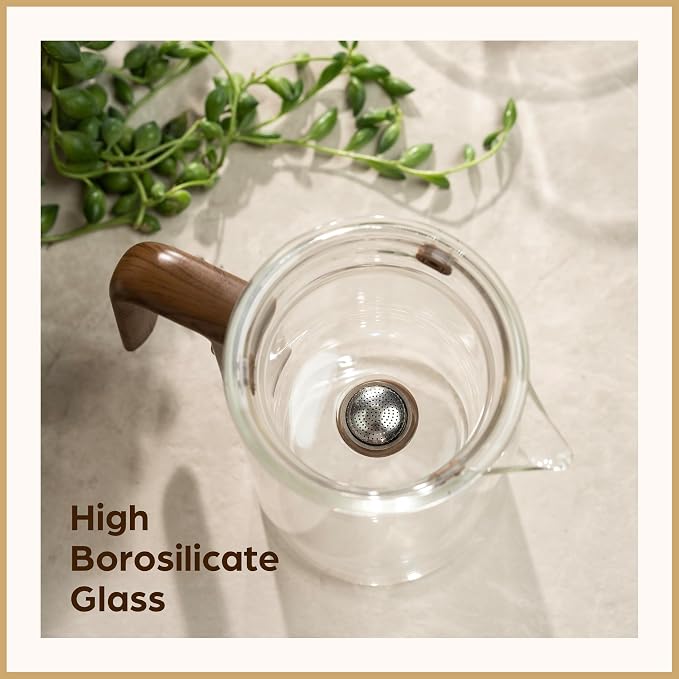 Enchanti Tea Pot - Modern Glass Infuser Teapot - Water Separation Magic Teapot with Heat-Resistant Handle - Elegant Gift Box & Writable Card - Perfect for Loose Leaf Tea - 600 ML (20oz)