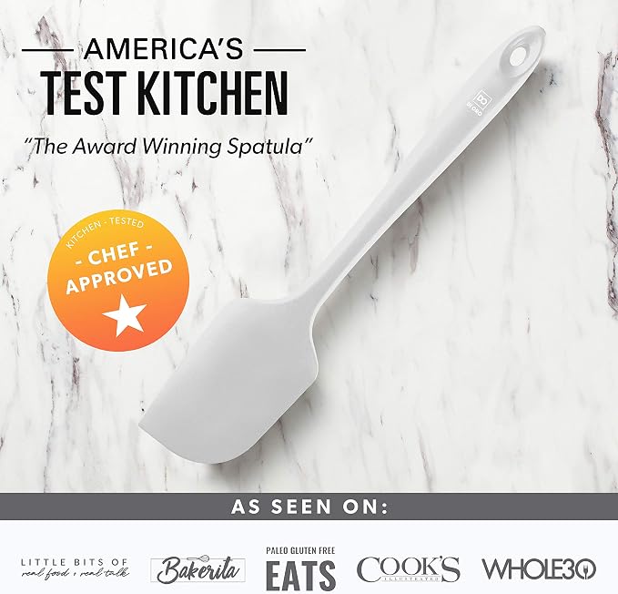 DI ORO Large Silicone Spatula - 600F Heat Resistant, Stone | Rubber scraper for baking, mixing, and frosting; Won't scratch nonstick pots and pans; BPA-free and dishwasher safe