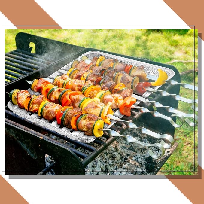 50 Pack Aluminum Grill Pans 9x13 Inch, Broiler Pans for Oven, Disposable Aluminum Grill Liners with Holes with Ribbed Bottom Surface for BBQ Foil Drip Roast Trays