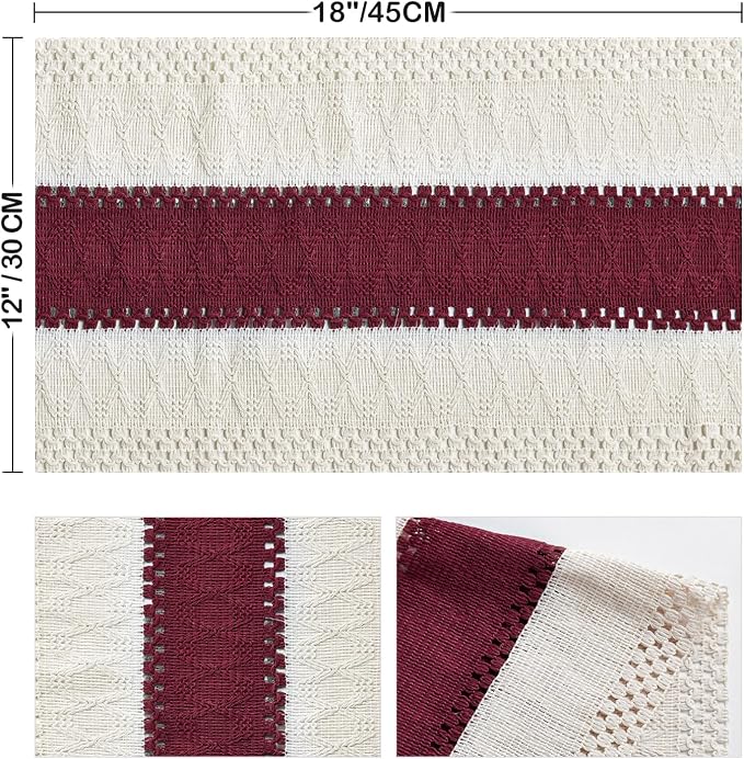 Artoid Mode Red Farmhouse Rustic Placemats Set of 6,12x18 Inch Seasonal Holiday Hollow Table Mats Party Kitchen Dining Decoration
