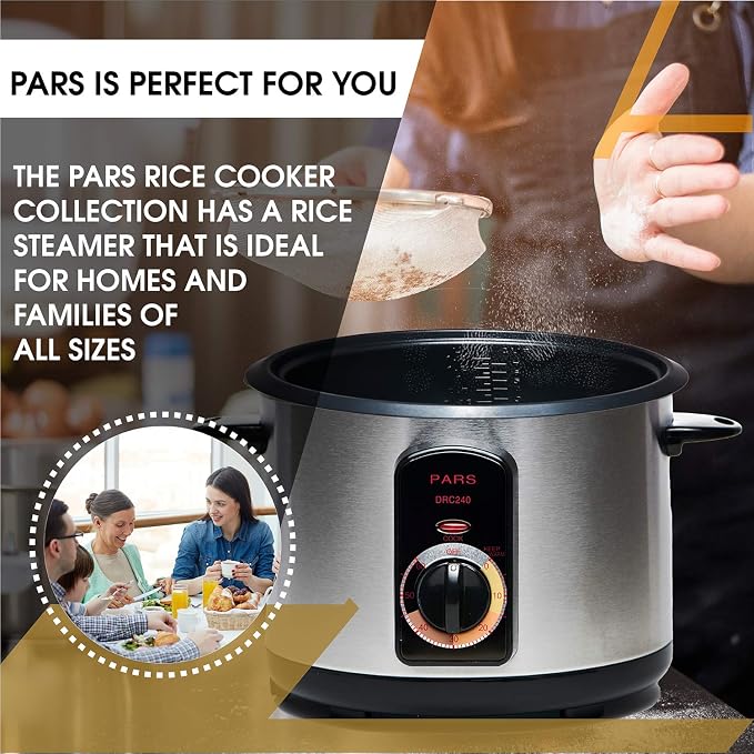 Pars Automatic Persian Rice Cooker - Tahdig Rice Maker Perfect Rice Crust, 7 Cup