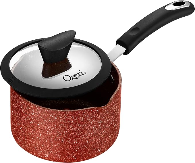 The All-In-One Stone Saucepan and Cooking Pot By Ozeri | Utilizes A Stone-derived Coating From Germany That Is 100% Free of APEO, GenX, PFBS, PFOS, PFOA, NMP and NEP