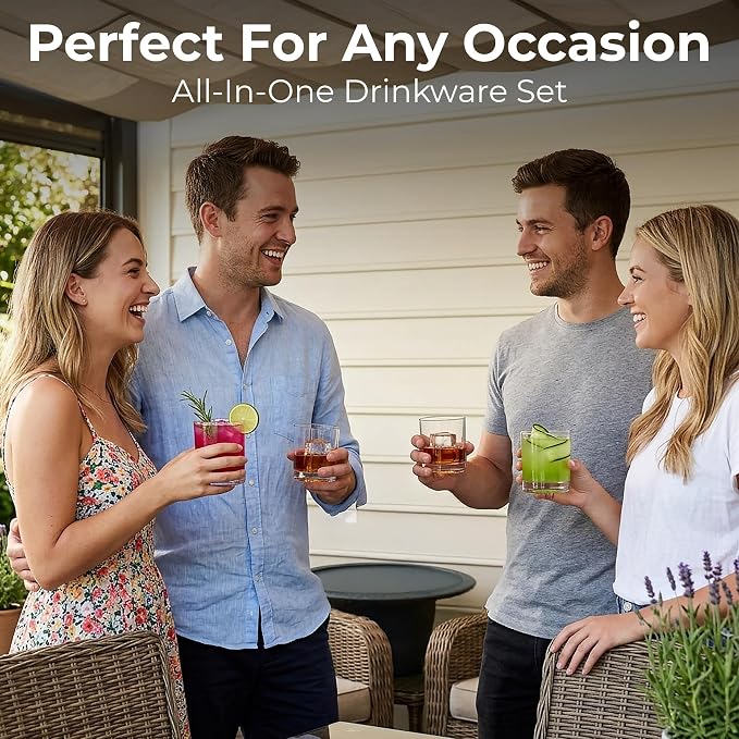Zulay Kitchen Plastic Drinking Glasses (Set of 6) – 12oz Rocks Acrylic Shatterproof Cups for Home, Kitchen & Outdoors – Crystal Clear Glass Look – BPA & Lead-Free – Top-Rack Dishwasher Safe