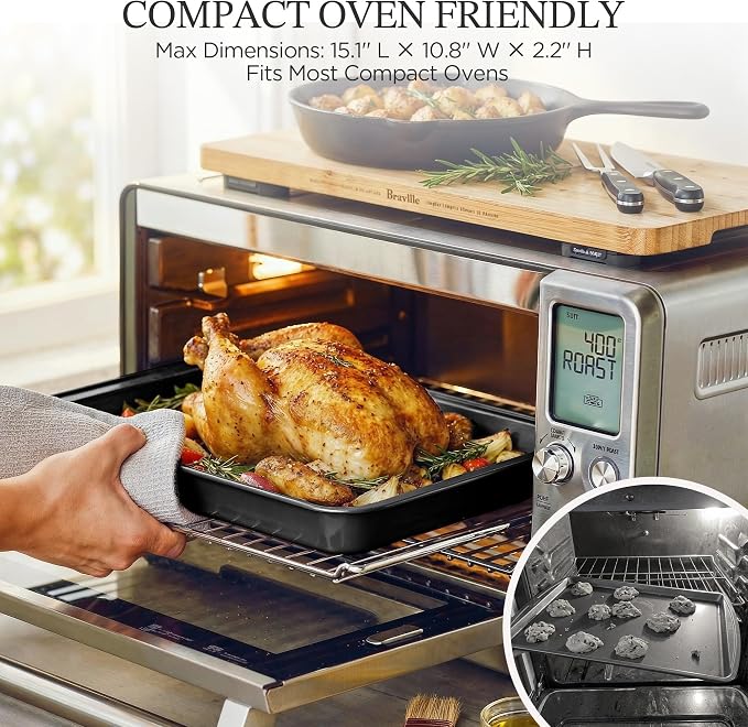 KITESSENSU Compact Baking Pans Sets, Nonstick Bakeware Sets 19-Piece with Round/Square Cake Pan, Loaf Pan, Muffin Pan, Cookie Sheet, Roast Pan, Cooling Rack, Carbon Steel Bake Set