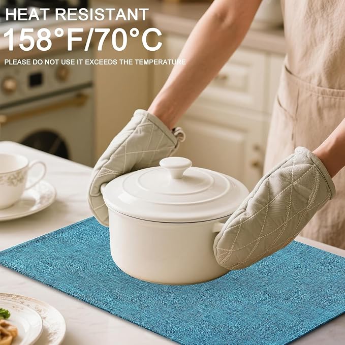 Homaxy Cloths Placemats for Dining Table Set of 8, 13" x 19", Teal | Heat Resistant, Washable, Cotton Linen Blend Table Mats, Easy to Clean Place Mats, Indoor Outdoor