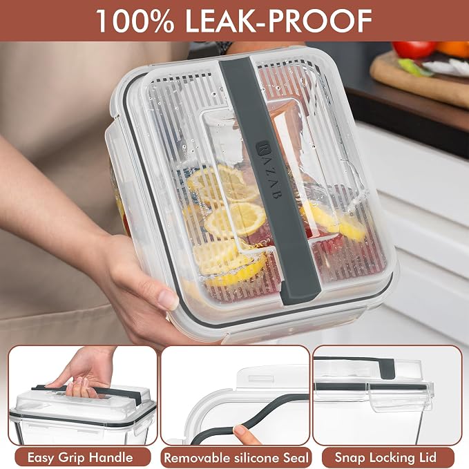 Razab 17 Cups / 132 Oz / 3900ml Large Glass Food Storage Containers with Lids - Leakproof, BPA-Free Large Meal Prep Container Ideal for Roasting Turkey, Store Leftover - Microwave & Oven Safe