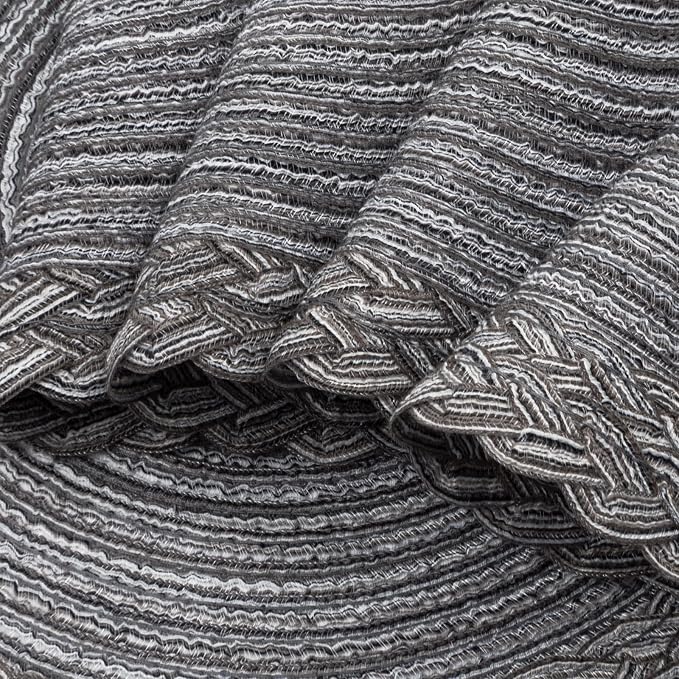 SHACOS Round Placemats Set of 4 Boho Braided Border 15 inch Circle Place Mats Washable Fabric Table Mats for Kitchen Dining Table, Gray