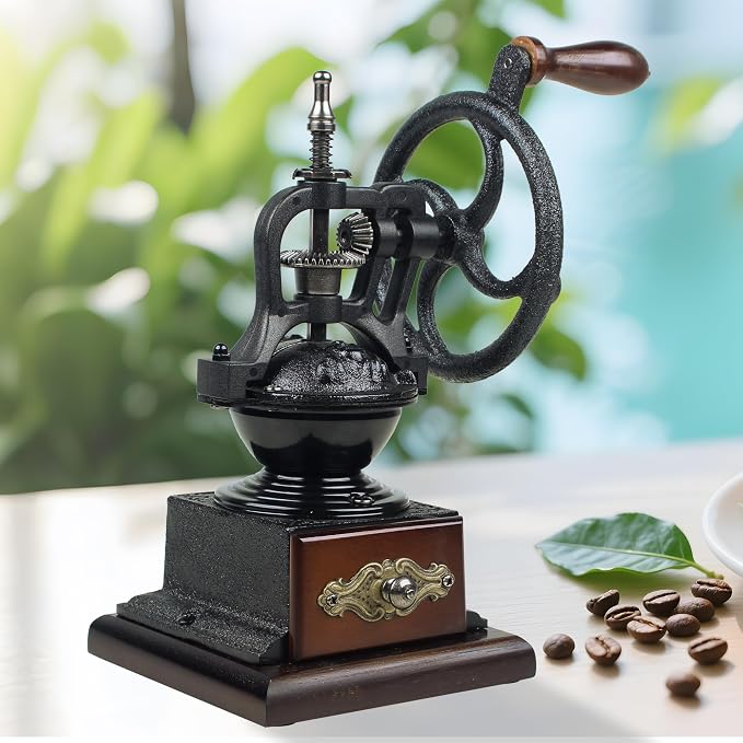 Manual Burr Coffee Grinder | Vintage Style, Wooden, Hand Crank, Home