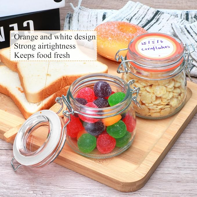 Flrolove 5oz 6pack Small Glass Jars with Airtight Lid, Glass Spice Jars | Mini Glass Food Storage Containers with Lids, Mason Jars for Cereal, Flour, Cookie, Spice, Honey, Herbs, Wedding Favors