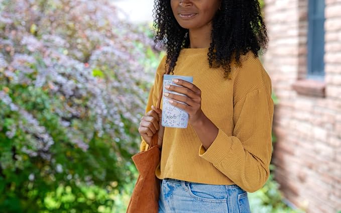 Ello Jones 11oz Insulated Stainless Steel Leakproof Travel Mug, Serene Blooms