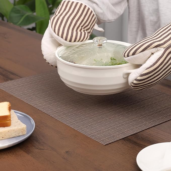 Myir JUN Placemats Set of 10 Kitchen and Dining Table Placemats | Vinyl Placemats Place Mats Indoor/Outdoor Set of 10 Washable Table Mats Non-Slip Place mats for Dining Table, Coffee