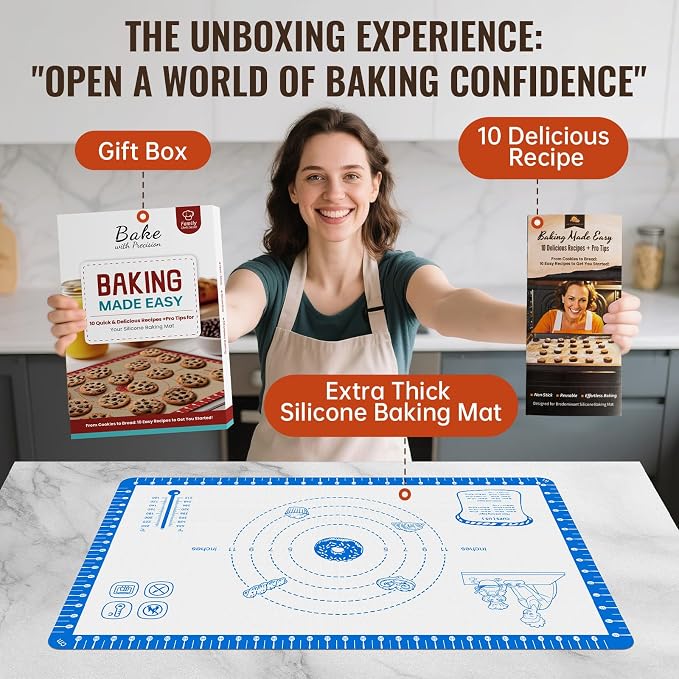 Baking Mats Silicone for Baking Sheet, Non Stick Pastry Mat for Dough Rolling, Silicone Macaron Baking Sheet for Cookie, Pizza, Surdough, Bread,Dough Rolling out