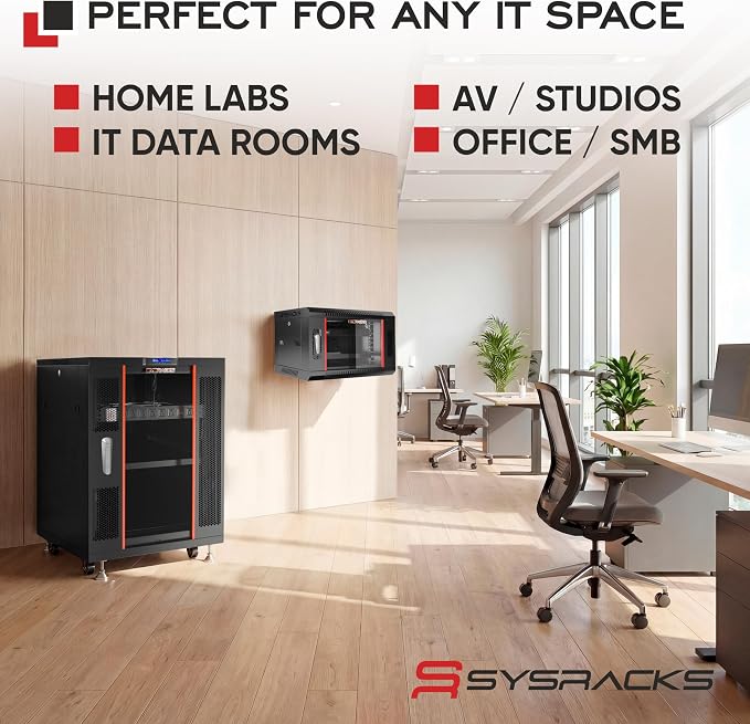 18U Server Rack Cabinet – 19" Network Rack Enclosure, 39" Deep Floor Standing Data Rack with Locking Glass Door, Cooling Fans, PDU & Shelf for Servers, Switches and Patch Panels