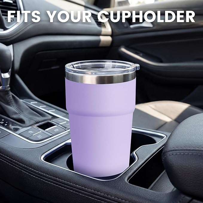 MEWAY 16oz Tumbler Double Wall Vacuum Insulated Travel Mug Bulk, Stainless Steel Tumblers with Lid, Powder Coated Coffee Cups for Cold & Hot Drinks (Lavender,12 Pack)