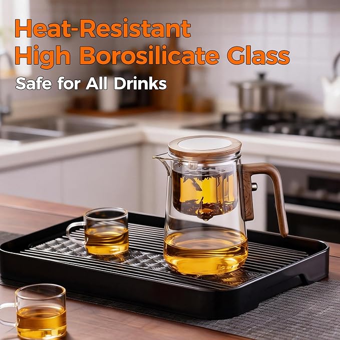 Enchanted Tea Pot, Magic Tea Pot for Loose Leaf Tea Steeper, Heat Resistant Borosilicate Glass Teapot with Tea Infuser, Ideal Gift for Tea Lovers - 27 oz (800 ml)