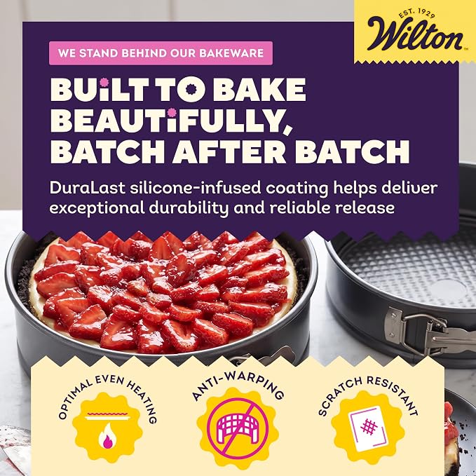Wilton Platinum Non-Stick Springform Cheesecake Pan, 9 in. | DURALAST Silicone Infused Double Coating, 5X More Durable with Anti-Warping Technology, Perfect for Cheesecakes & Tarts