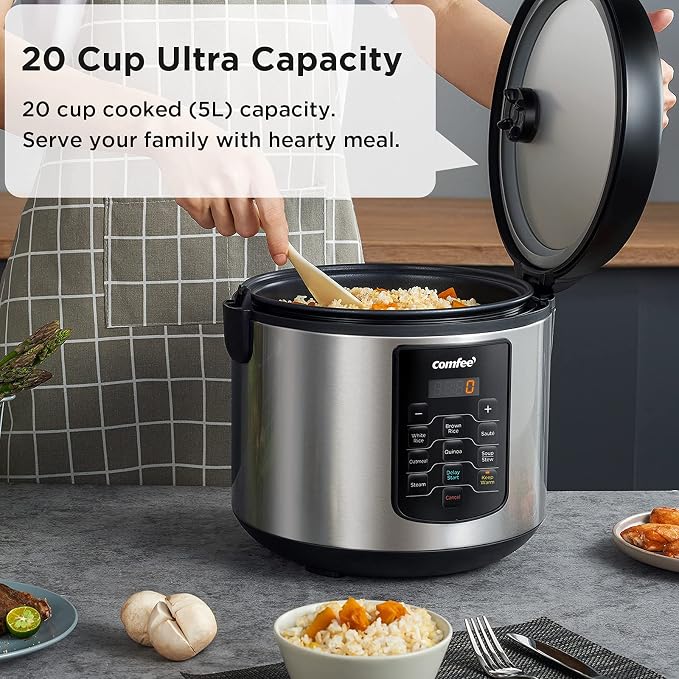 COMFEE' Large Rice Cooker with 8-Functions, 10-Cups Uncooked Rice